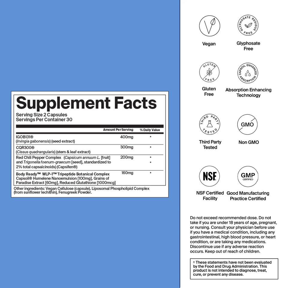 WLP-1 supplement facts panel