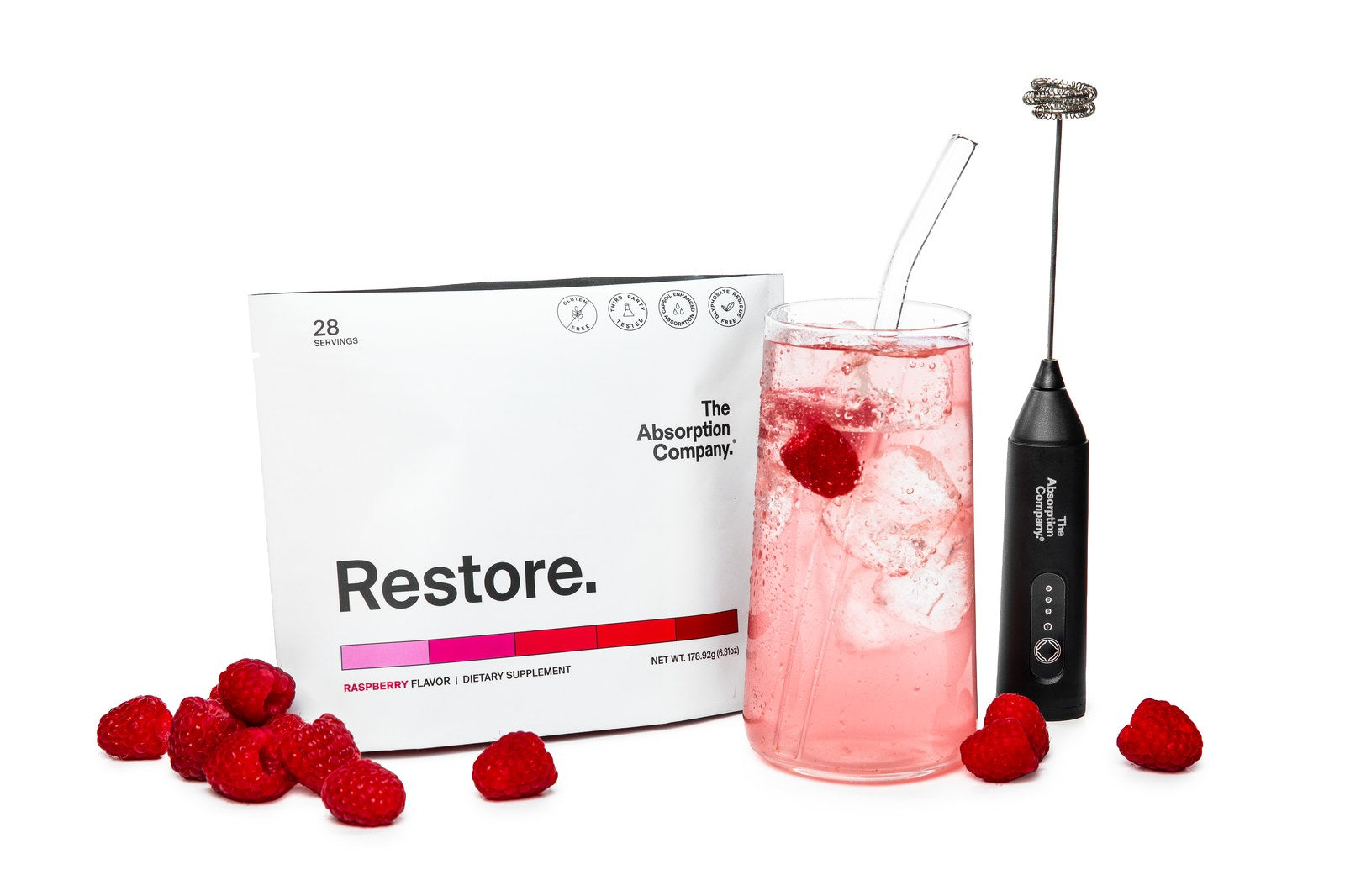 Restore Raspberry bag and glass